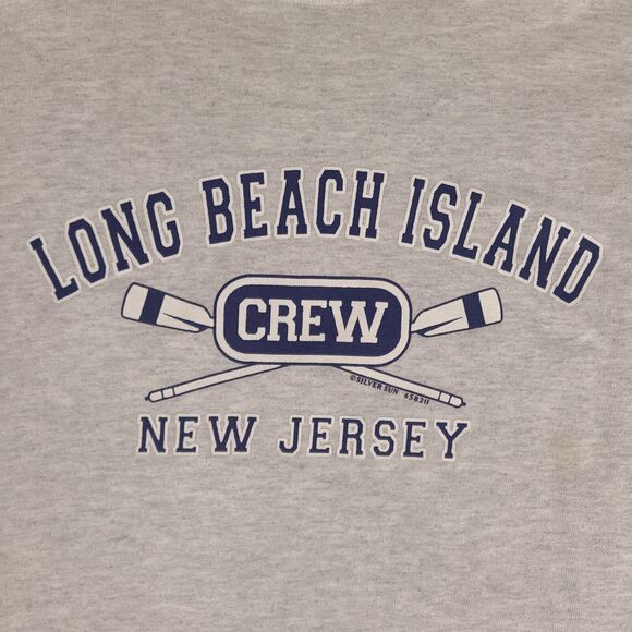 Long Beach Island New Jersey Crew T-Shirt Adult XL Gray Short Sleeve Jerzees - Picture 2 of 14